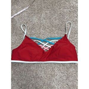 Design Lab criss cross Red Swim Resort Bikini Top size XL